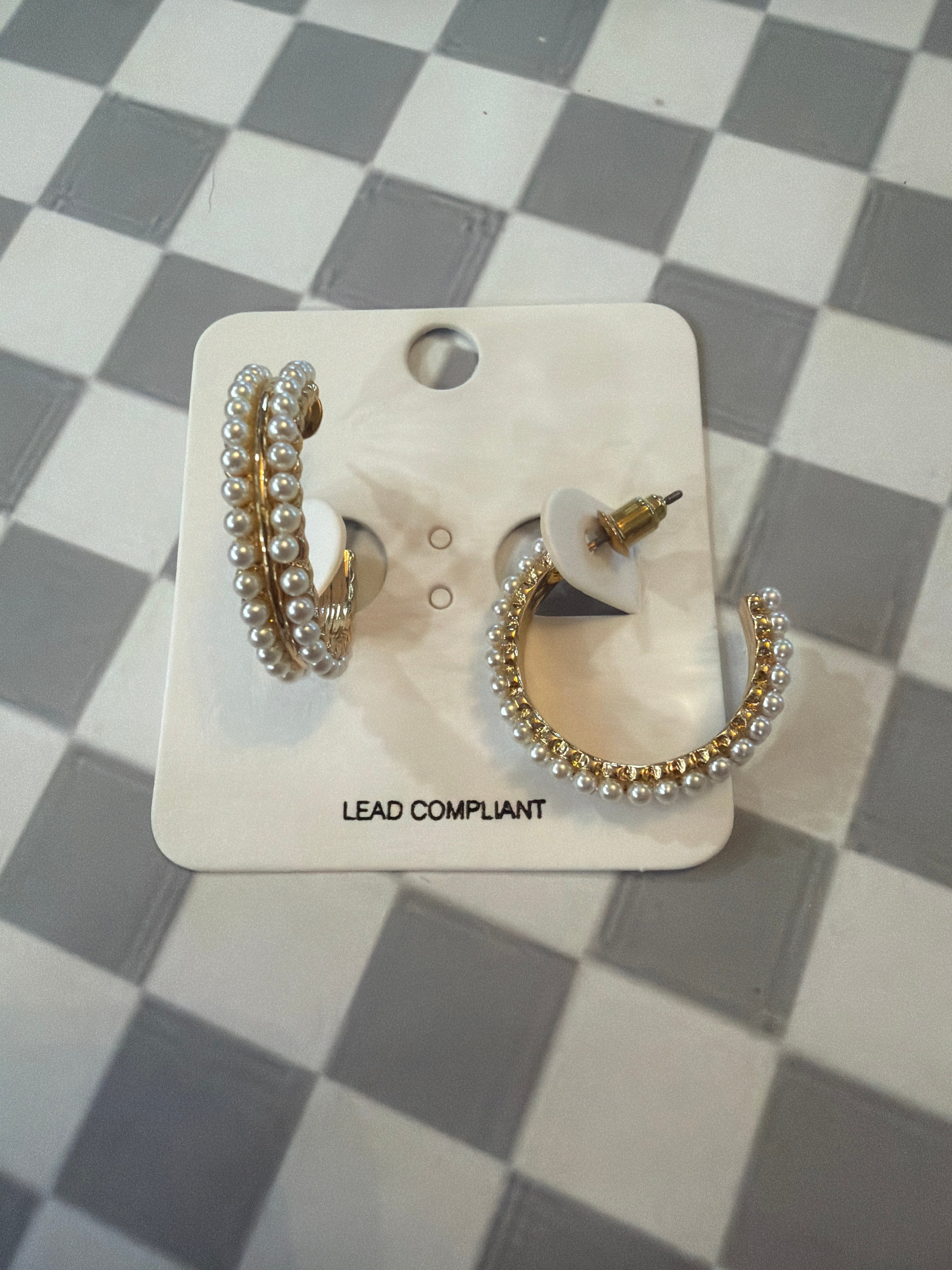 Gold & Pearl Hoop Earrings