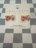 Pink & White Bow Earrings