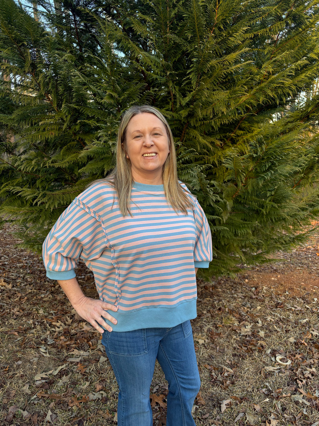 Pink and Blue stripe Shirt